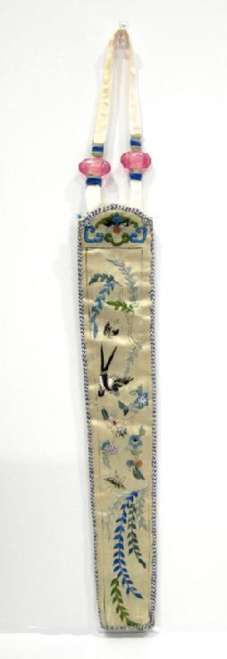 Antique Chinese Silk Embroidered Fan Case -Qing