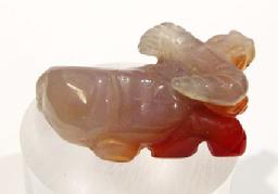 Chinese Agate Carving of a Recumbent Water Buffalo - Alternate View