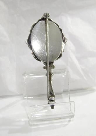 Sterling Silver Hand Mirror Brooch/Pin - 1945 - Reverse View