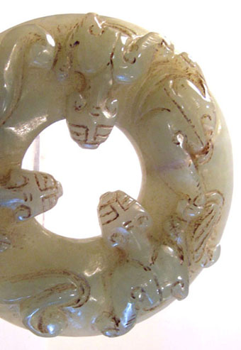 Carved Jade Qilong Bi - Closeup View 2