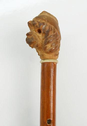 Antique Gentleman's Swagger Stick with Dog Head Knob - Left View