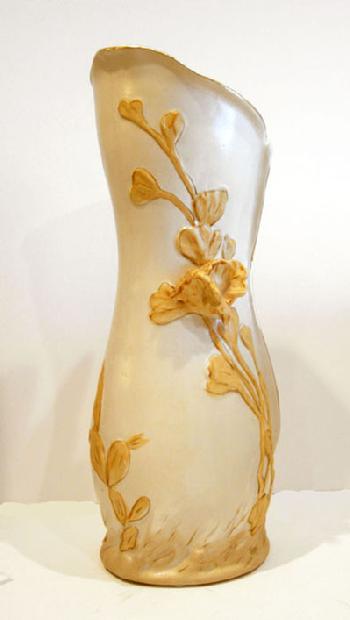 Art Nouveau Royal Dux Bohemia Figural Pottery Vase - Reverse View