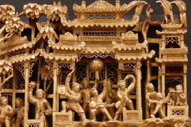 Chinese Gilt Lacquer Wood Carving Closeup1