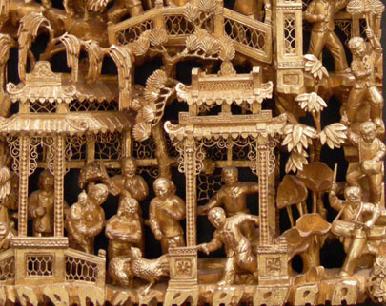 Chinese Gilt Wood Lacquer Carving Closeup2