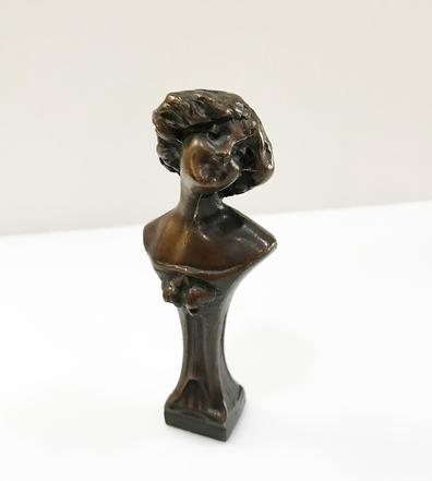 19th c. Art Nouveau Bronze Clad Figural Seal - Bust of a Woman 