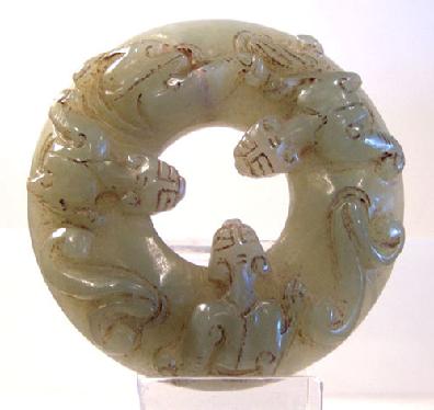 Carved Jade Qilong Bi