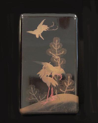 Antique Japanese Suzuribako (Writing Box) - Cranes
