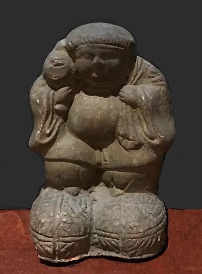 Antique Japanese Clay/Ceramic Figures of Ebisu and Daikoku, the Japanese Gods of Wealth and Good Furtune - Daikoku Figure