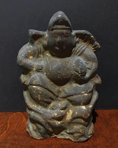 Antique Japanese Clay/Ceramic Figures of Ebisu and Daikoku, the Japanese Gods of Wealth and Good Furtune - Ebisu