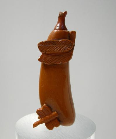 Antique Chinese Snuff Bottle - Sitting Eggplant - China - Left Side View