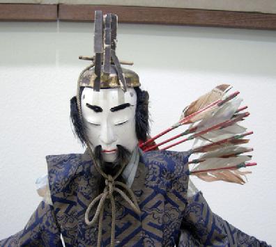 Antique Japanese Zuijin Dolls (Sa-daijin and U-daijin) Ministers of the Left and Right - Closeup View of Head