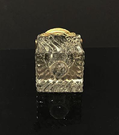 Antique Art Nouveau Covered Swirled Glass and Gilt Metal Inkwell with Hinged Lid - c. 1900- View of the Bottom