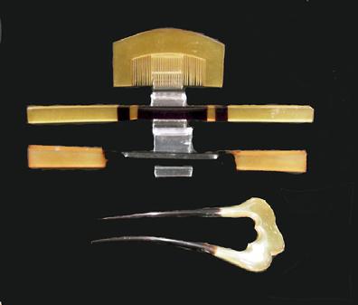 Set (4) Antique Japanese Hair Ornaments - Kushi (Combs) Kogai (Hairpins) - View 2