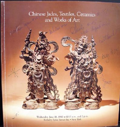 Vintage Sotheby Parke Bernet Auction Catalogue: Chinese Jades, Textiles, Ceramics and WOA - NY- June 18, 1980