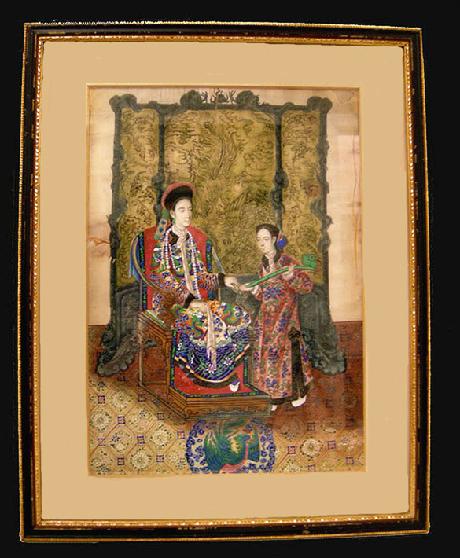 Antique Chinese Export Painting on Paper Dowager Empress Cixi