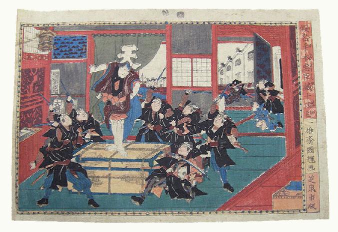 Japanese Woodblock Print - Kuniteru - 1851-53 - Kanedon Chushingura - Act X