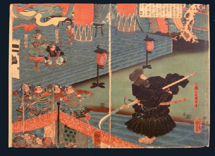 Japanese Woodblockk Print Diptych-Utagawa Kuniyoshi - 1843-45